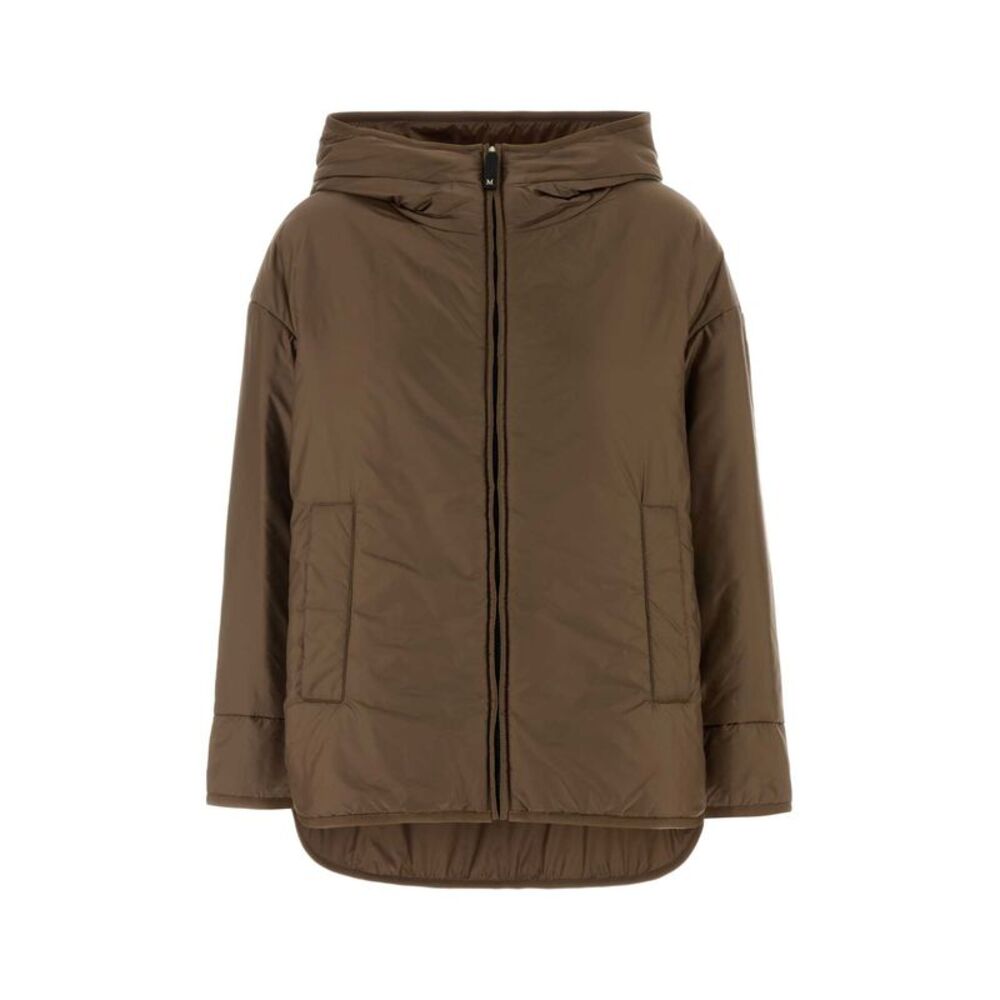Max Mara The Cube Women Mud Polyester Cleo Padded Jacket
